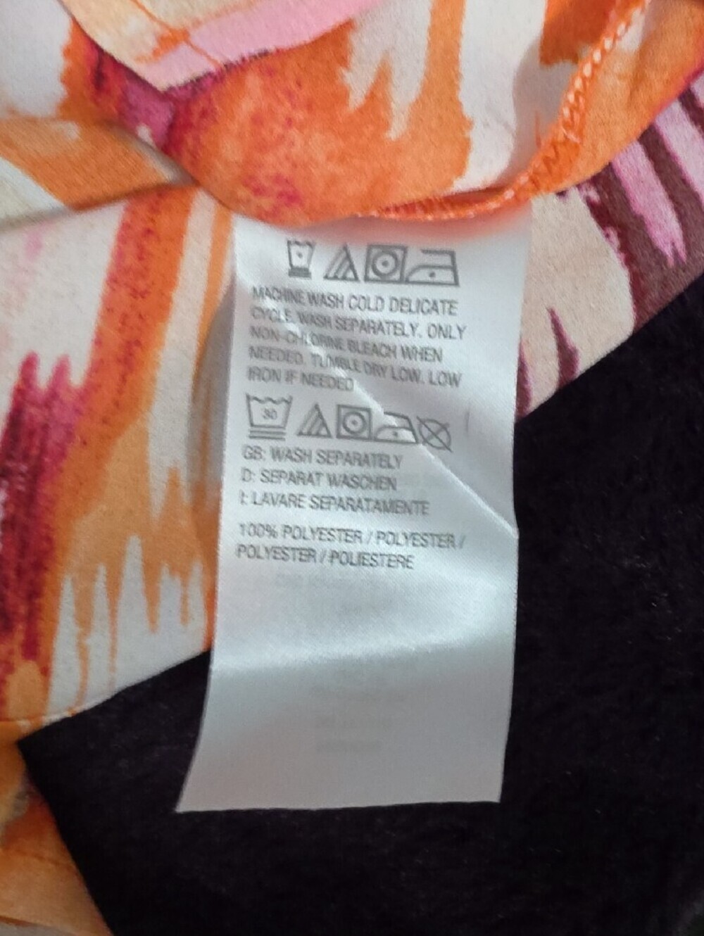 Belle by Kim Gravel Pink Orange Abstract Print Long-Sleeve Blouse Sz 2X - Picture 5 of 5